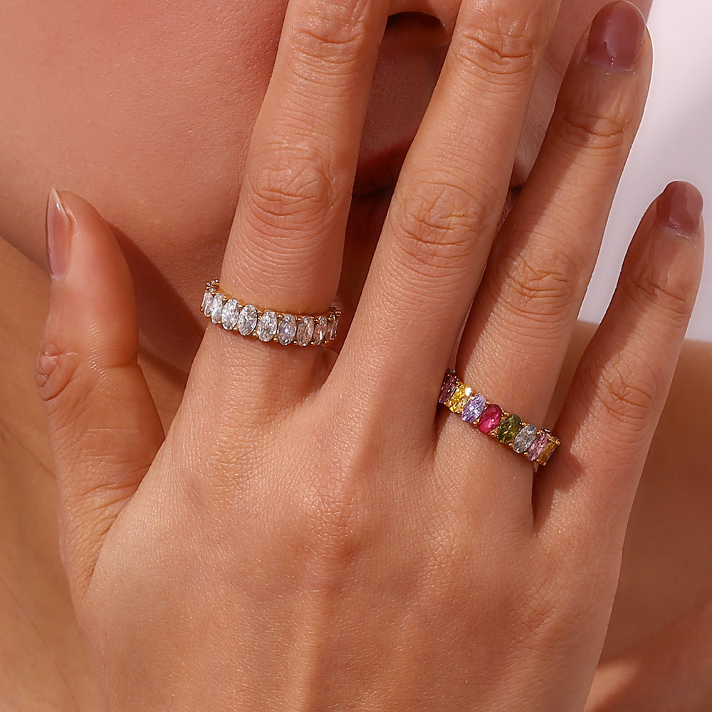 Ara Diamond Simulant Gold Ring