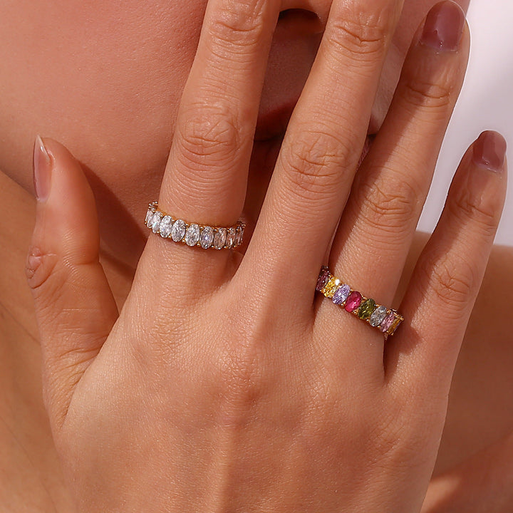 Ara Diamond Simulant Gold Ring